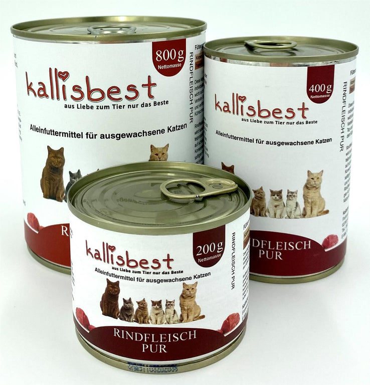 Rindfleisch pur 200g, 400g, 800g für Katzen - Kallisbest