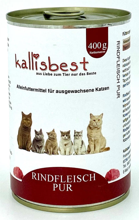 Rindfleisch pur 200g, 400g, 800g für Katzen - Kallisbest