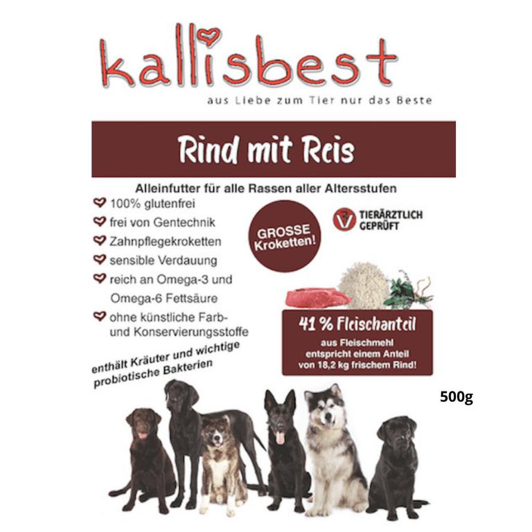 Rind mit Reis große Kroketten für Hunde - Kallisbest