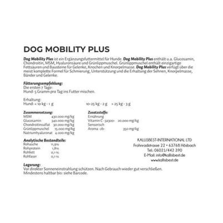 Dog Mobility Plus, mit Grünlippmuschel für Sehnen, Bänder, Gelenke. Angebote beachten! - Kallisbest