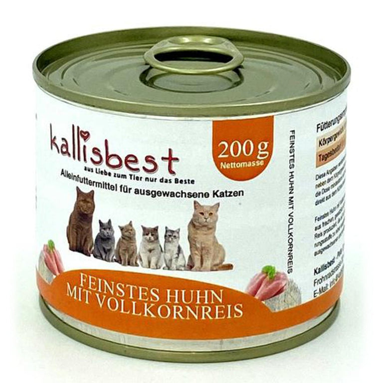 Feinstes Huhn mit Vollkornreis 200g, 400g für Katzen - Kallisbest