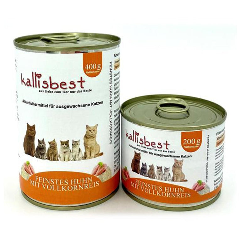 Feinstes Huhn mit Vollkornreis 200g, 400g für Katzen - Kallisbest