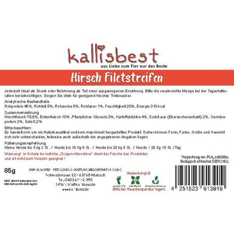 Hirsch Filetstreifen 85g - Kallisbest