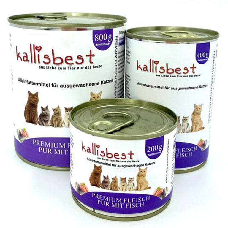 Premiumfleisch pur mit Fisch für Katzen - Kallisbest