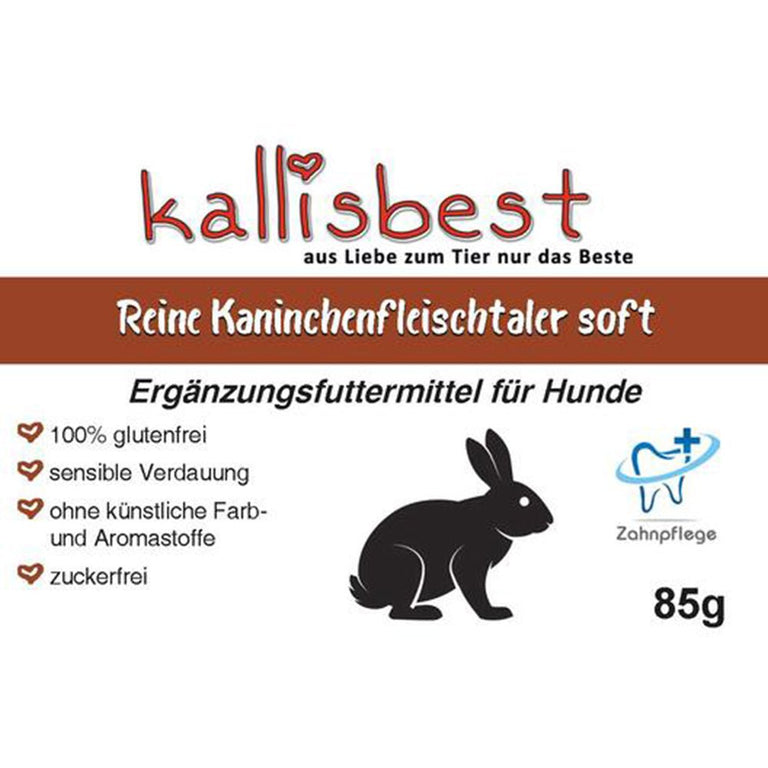 Reine Kaninchenfleischtaler Soft 85g für Hunde & Katzen - Kallisbest