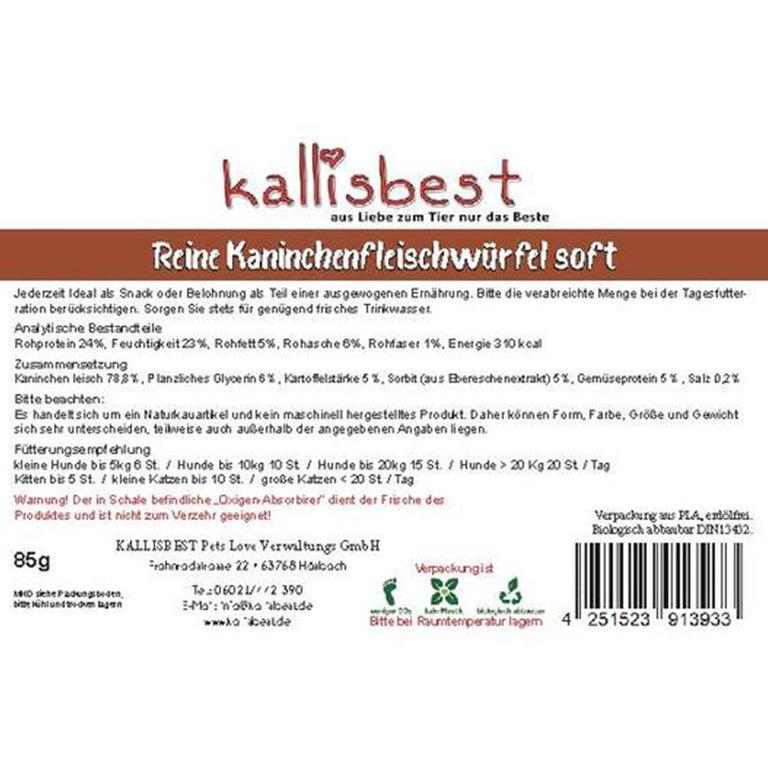 Kaninchenfleischwürfel Soft 85g - Kallisbest